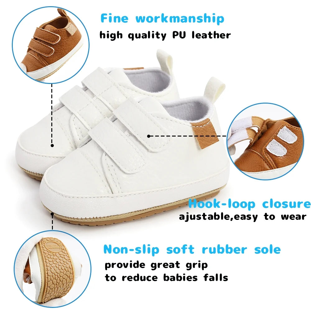 Baby Boys Girls Shoes High-Top Ankle Sneakers Toddler Soft Rubber Sole Infant Crib Shoes 0-18 Months