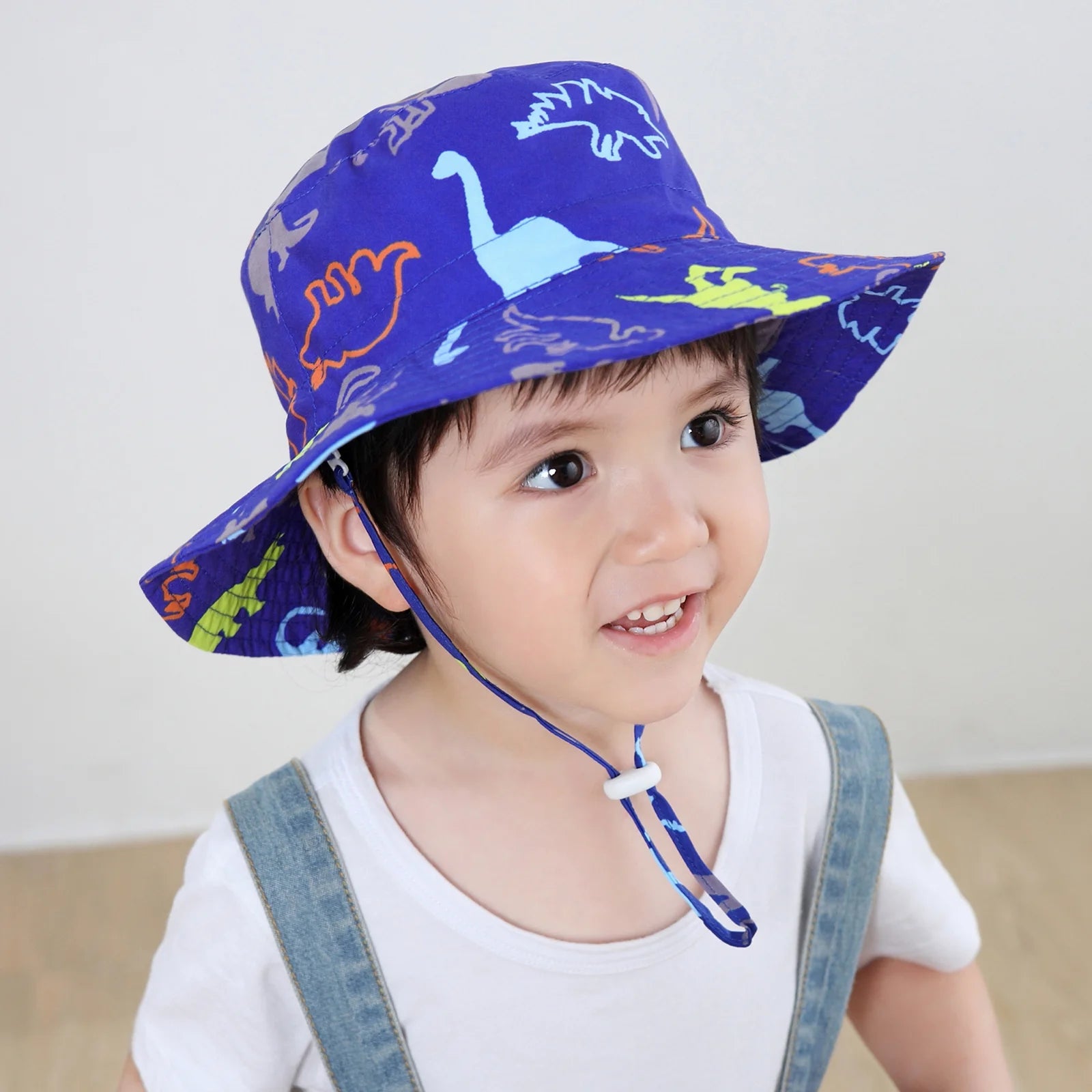 UPF 50+ Sun Protection Sun Hats Wide Brim Beach Bucket Hats for Baby Boys Girls Cute Toddler Hats Navy Dinosaur S