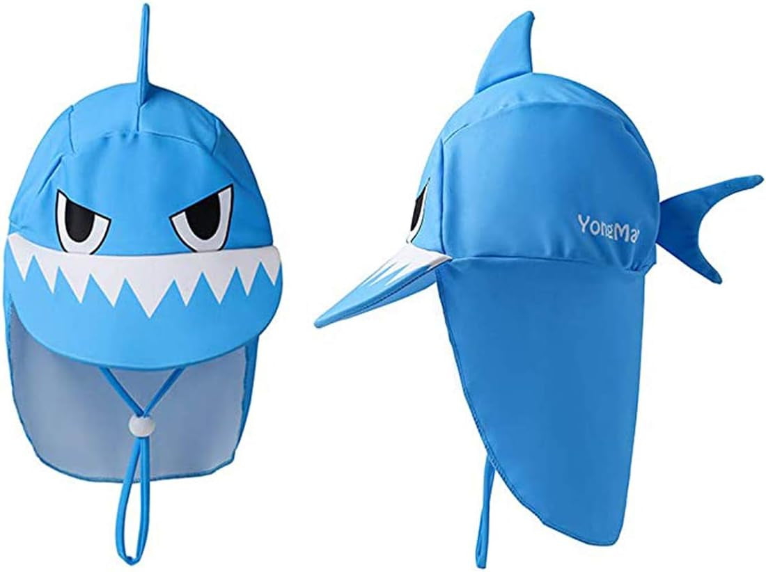 Baby Toddler Boys 3-Pieces Swimsuit Sets Blue Shark Bathing Suit Rash Guards Sunsuit Swimwear with Hat UPF 50+ FBA