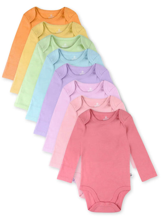 Baby Boy or Girl Gender Neutral Organic Cotton Long Sleeve Bodysuits, 8 Pack (Newborn-24 Months)