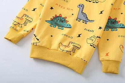 Toddler Baby Boy Clothing Sets Little Dinosaur Printed Long Sleeve Tops and Pants Kids 2Pcs Outfits