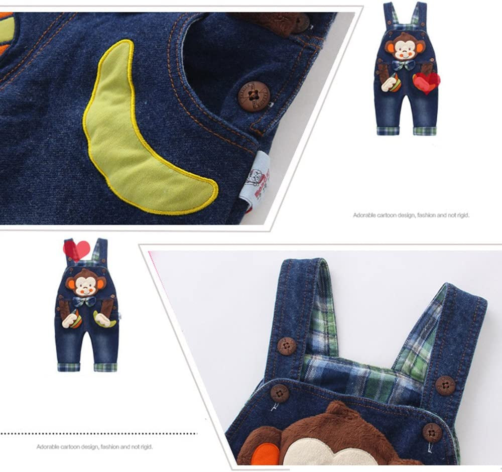 Baby Boy Girl Jean Overalls,Toddler Denim 3D Monkey Dungarees Pants