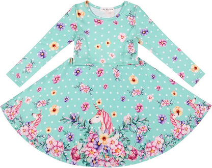 Girls Dress Sleeveless Long Sleeve Kids Toddler Little Big Girl Unicorn Mermaid Casual Dresses