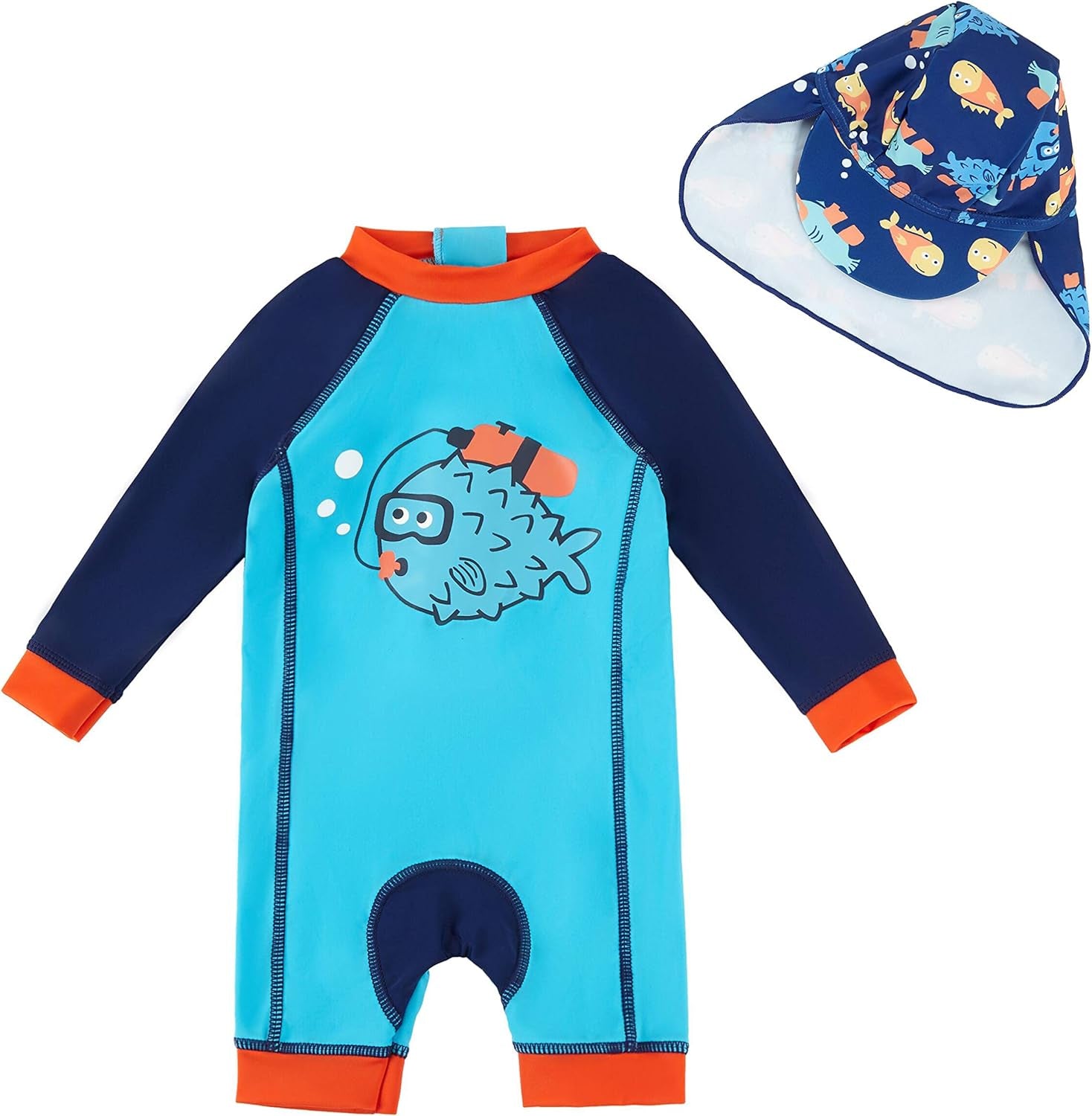 Baby/Toddler Swimsuit Sunsuit UPF 50+ Infant One Piece Bathing Suit with Sun Hat