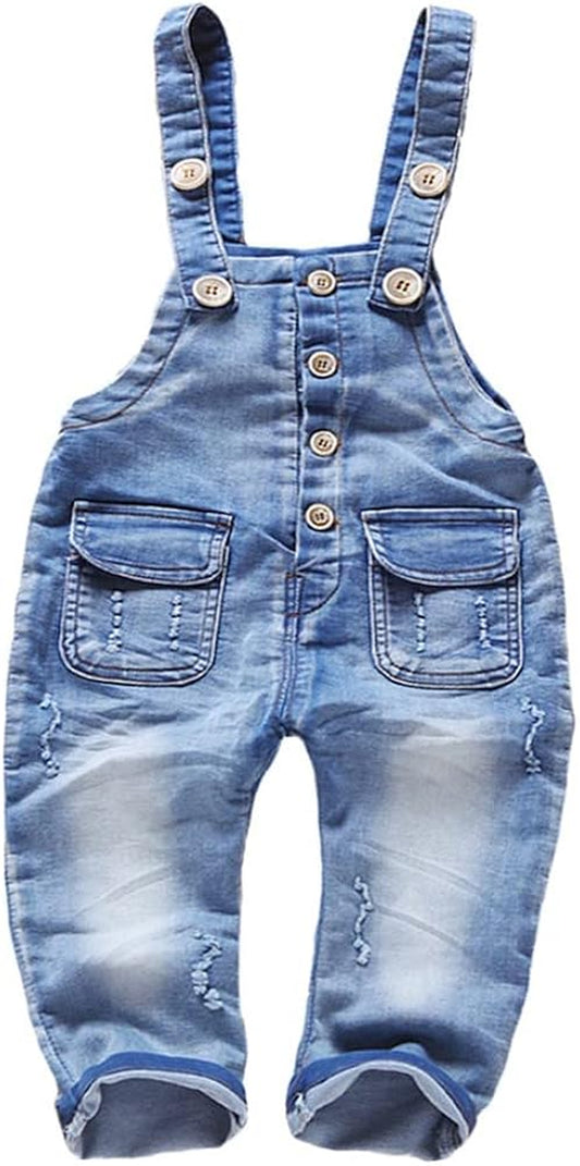 Baby & Little Boys/Girls Blue & Black Denim Overalls,Jean Workwear