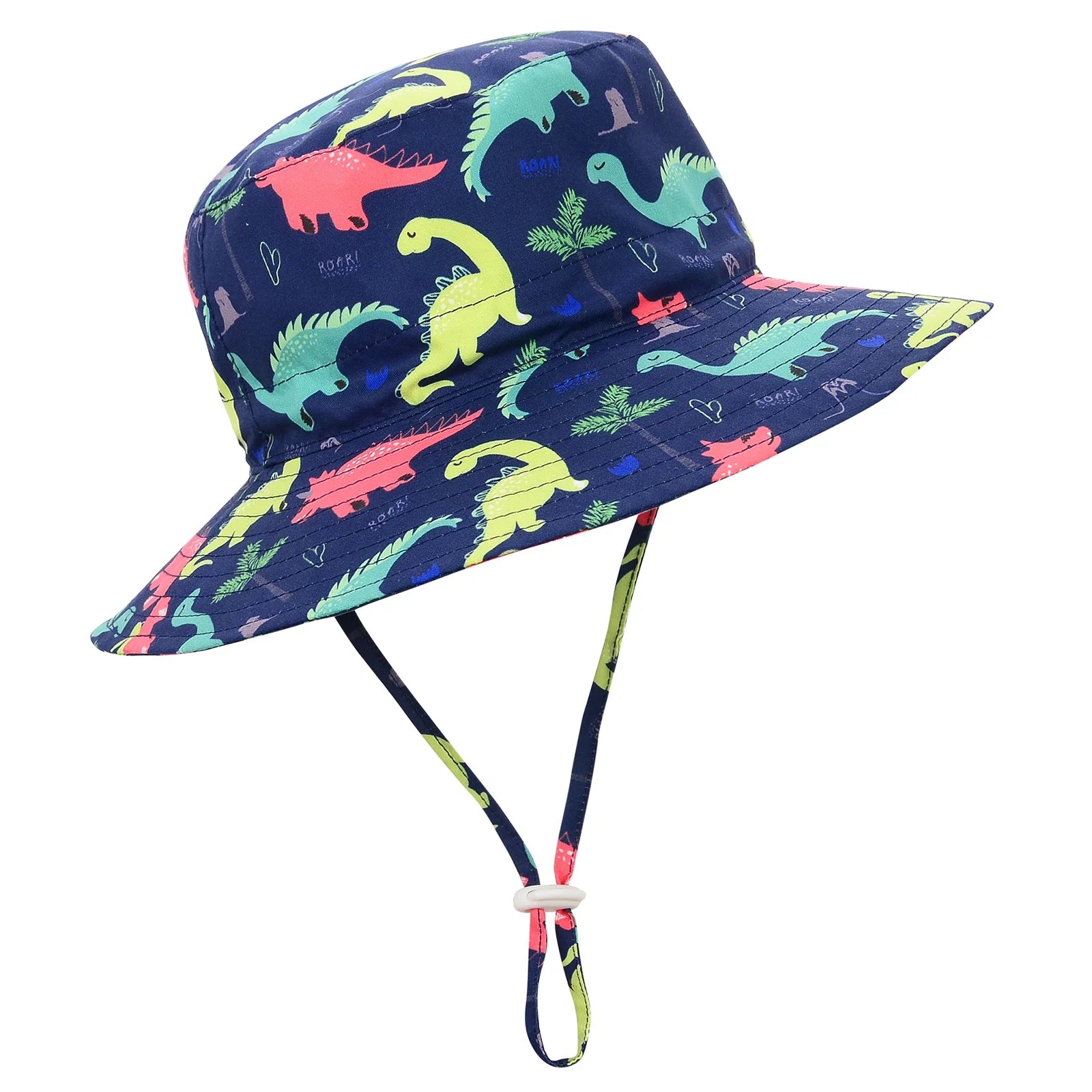 UPF 50+ Sun Protection Sun Hats Wide Brim Beach Bucket Hats for Baby Boys Girls Cute Toddler Hats Navy Dinosaur S
