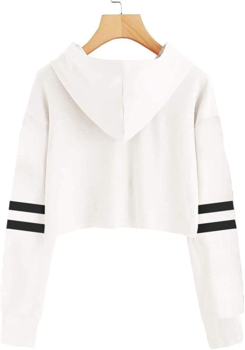 Kids 2 Piece Outfits Girls Crop Tops Hoodies Long Sleeve Fashion Sweatshirts and Sweatpants