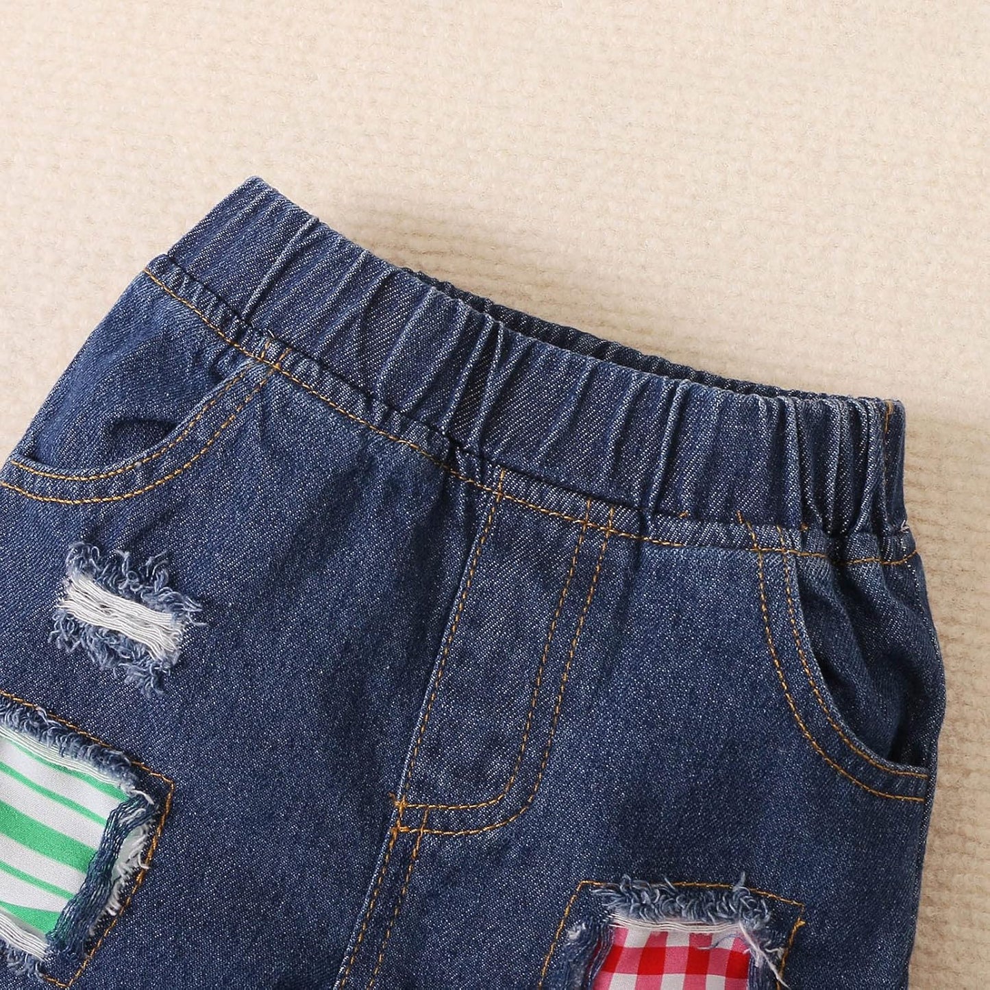 Kids Toddler Boy Clothes Casual Sleeveless Watermelon Print Hole Jeans Shorts Pants 2Pcs Outfits Set Summer Clothing (White, 3 Years)