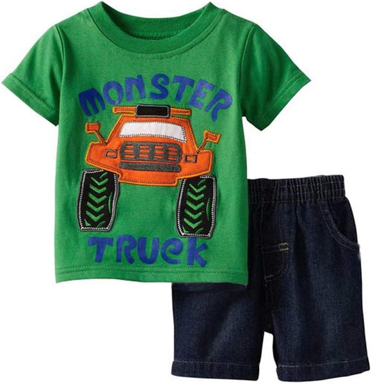 Toddler Boy Cotton Summer Short Sleeve T-Shirt and Short Set