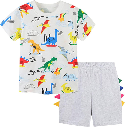 Cute Children Clothes Set Children'S Clothing Short Sleeved Suit Summer Boys' Short Sleeved Colorful (White, 3-4 Years)