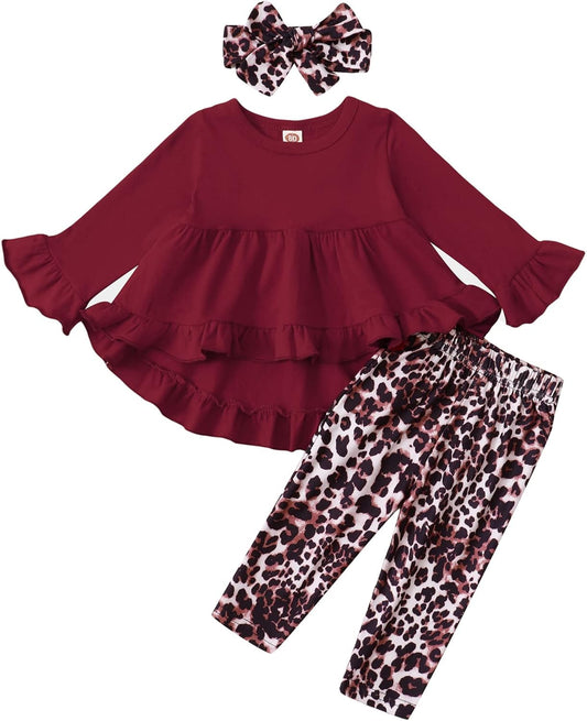 Baby Girl Clothes Toddler Girl Outfit Ruffle Sleeve Shirt Floral Pant Set Fall Winter Clothing for Girl