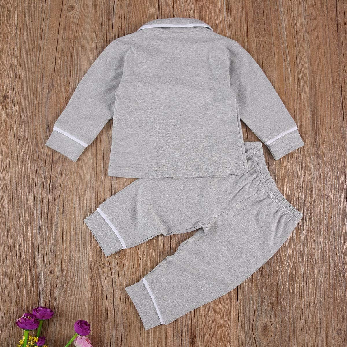Toddler Baby Button-Down Pajamas Set, Cotton 2-Pcs-Pjs Set Shirt and Pants Sleepwear for Unisex Kids