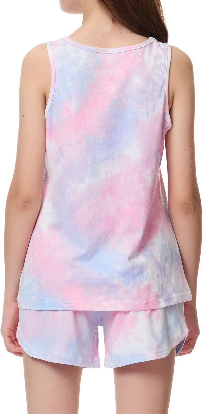 Tie Dye Pajamas for Girls - 100% Cotton Glitter Butterfly Cat Summer Short Sleeve PJ Set Tween Clothes Size 4T - 18