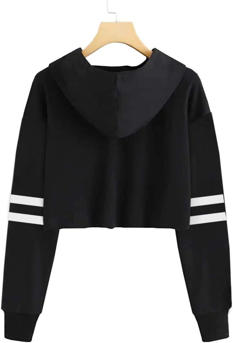 Kids 2 Piece Outfits Girls Crop Tops Hoodies Long Sleeve Fashion Sweatshirts and Sweatpants