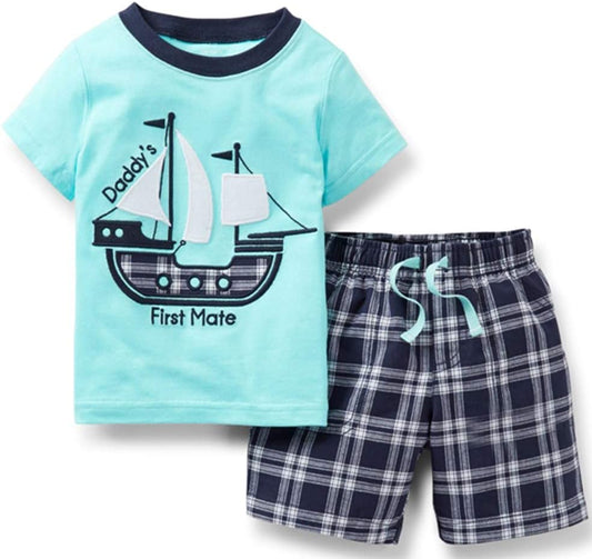 Toddler Boys Cotton Clothing Sets Short Sleeve Tee and Shorts