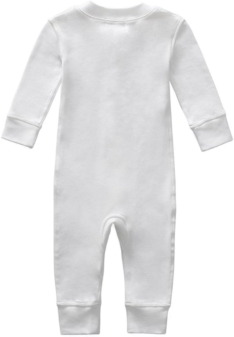 Organic Cotton Baby Boy Girl Zip up Sleep 'N Play Pjs, Footless, Long Sleeve