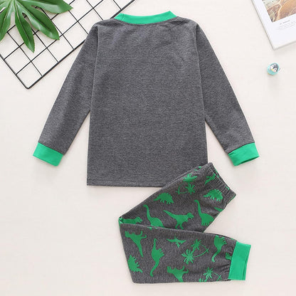 Kids Clothes Set,1-8Years Old Kids Boys Girls Long Sleeve Dinosaur Printed Top and Pants Set Outfit (Dark Gray-02#, 3-4 Years)