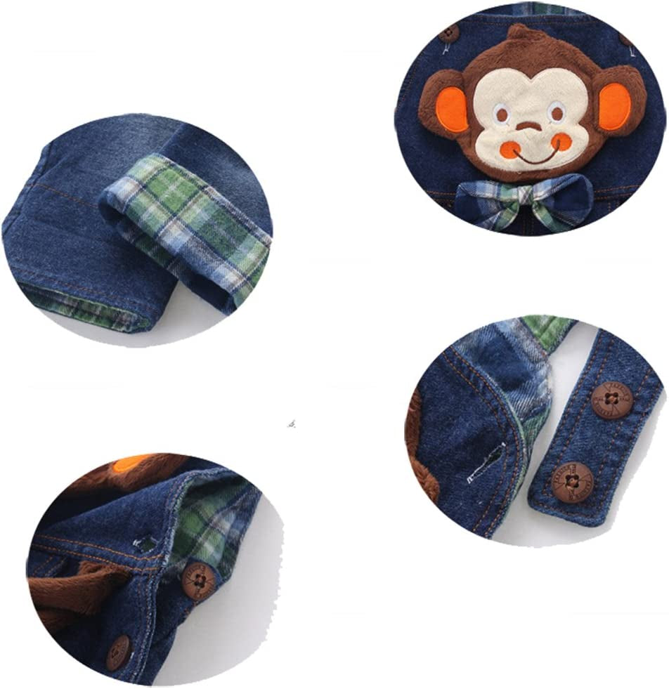 Baby Boy Girl Jean Overalls,Toddler Denim 3D Monkey Dungarees Pants