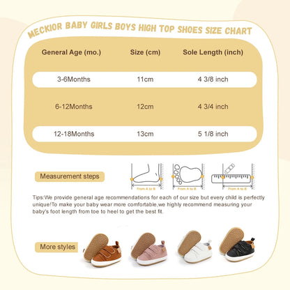 Baby Boys Girls Shoes High-Top Ankle Sneakers Toddler Soft Rubber Sole Infant Crib Shoes 0-18 Months