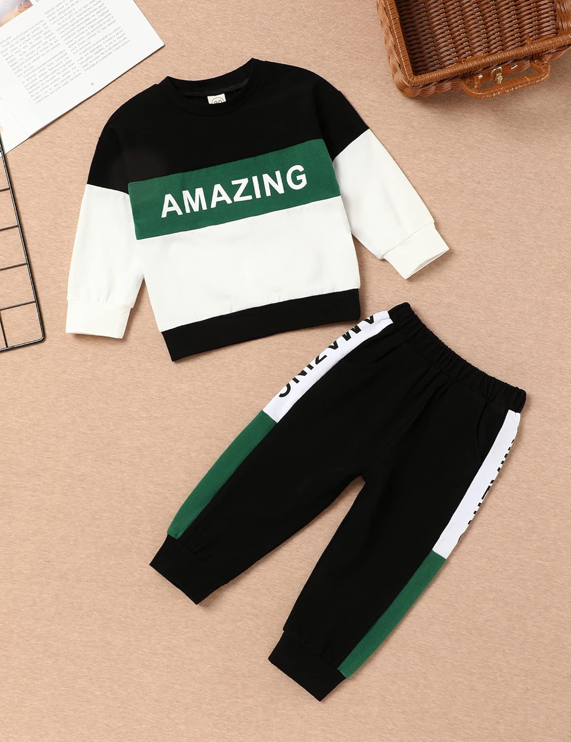 Toddler Boy Clothes Letter Long Sleeve Tops Sweatshirt Pants Toddler Outfits for Boys Fall Clothes 18M-6T