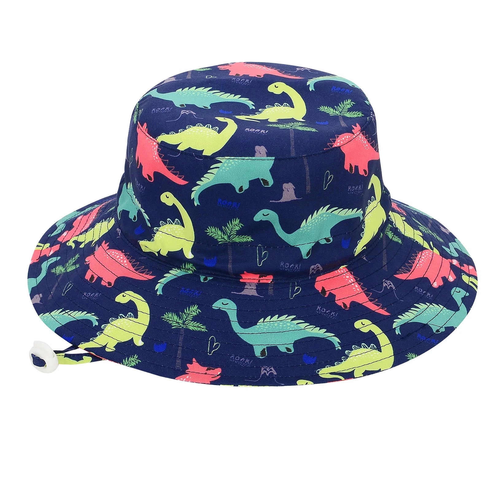 UPF 50+ Sun Protection Sun Hats Wide Brim Beach Bucket Hats for Baby Boys Girls Cute Toddler Hats Navy Dinosaur S