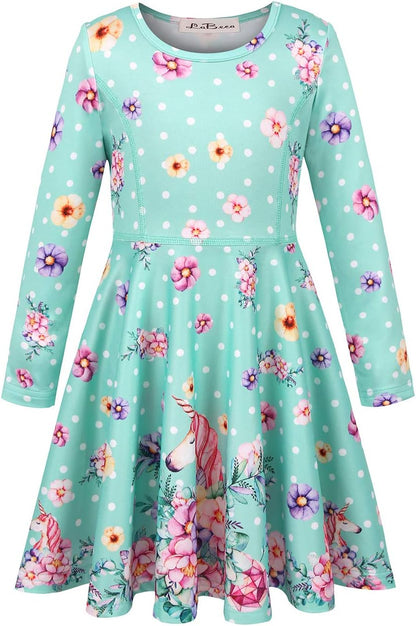 Girls Dress Sleeveless Long Sleeve Kids Toddler Little Big Girl Unicorn Mermaid Casual Dresses