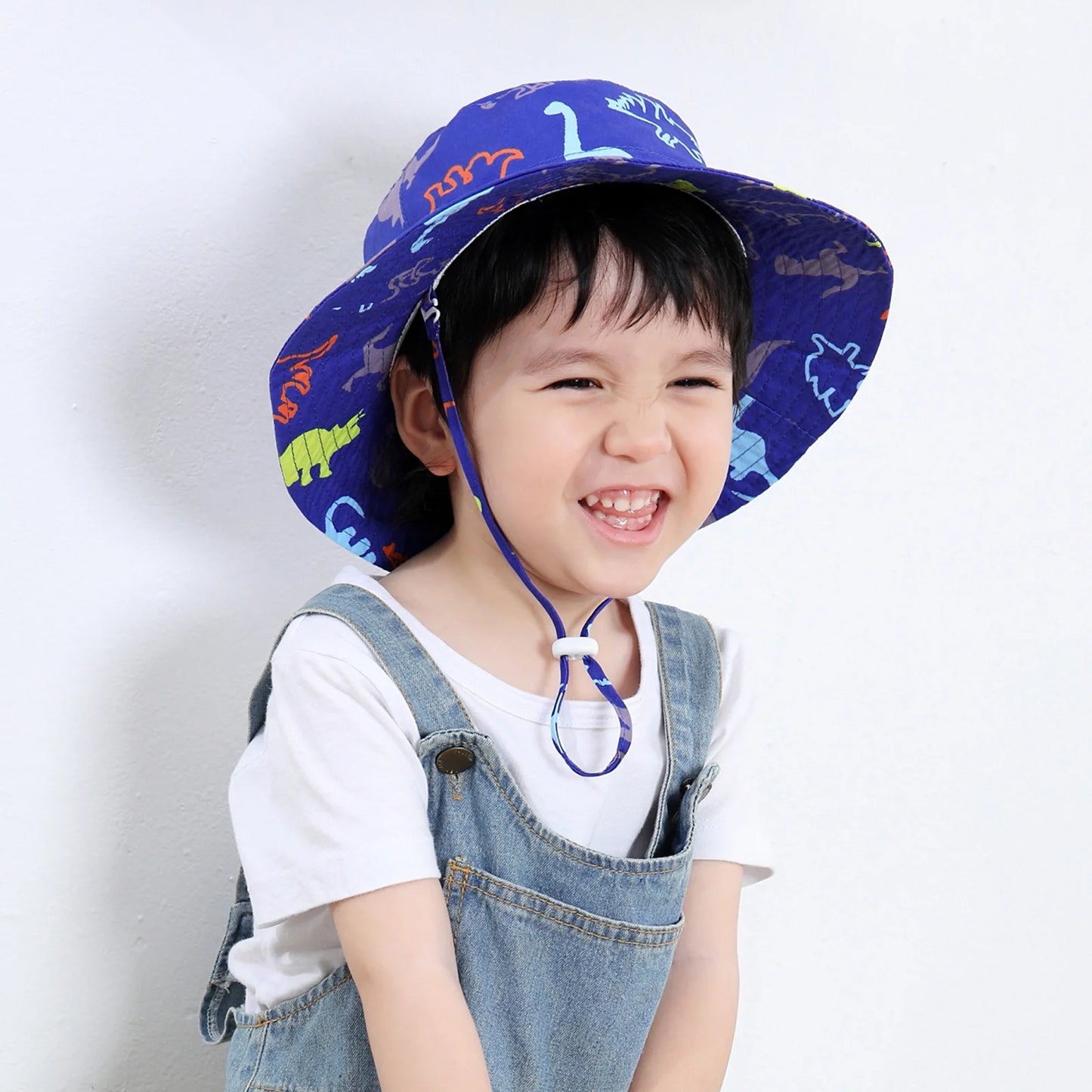 UPF 50+ Sun Protection Sun Hats Wide Brim Beach Bucket Hats for Baby Boys Girls Cute Toddler Hats Navy Dinosaur S