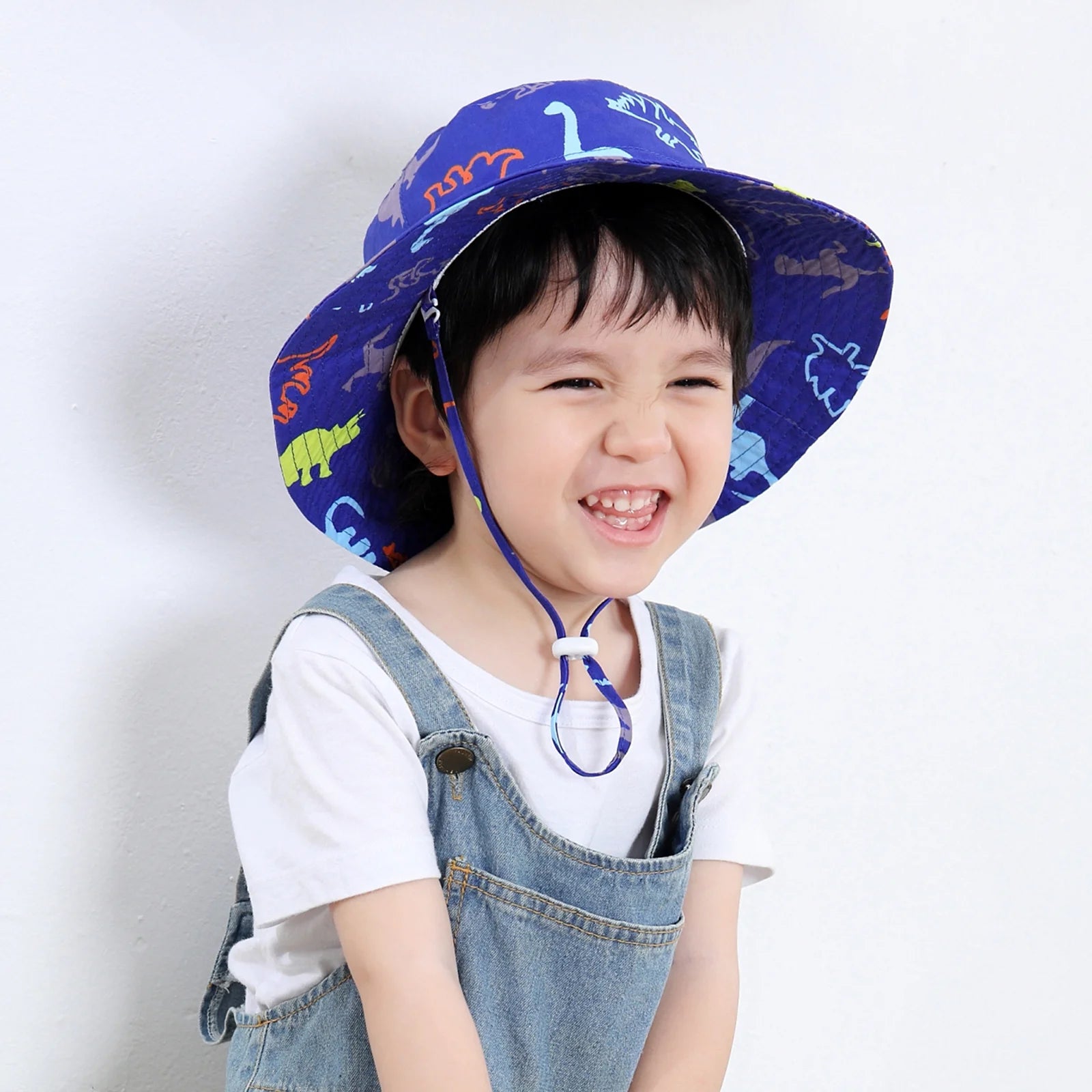 UPF 50+ Sun Protection Sun Hats Wide Brim Beach Bucket Hats for Baby Boys Girls Cute Toddler Hats Navy Dinosaur S
