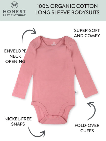 Baby Boy or Girl Gender Neutral Organic Cotton Long Sleeve Bodysuits, 8 Pack (Newborn-24 Months)