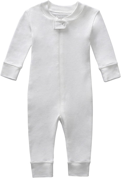 Organic Cotton Baby Boy Girl Zip up Sleep 'N Play Pjs, Footless, Long Sleeve