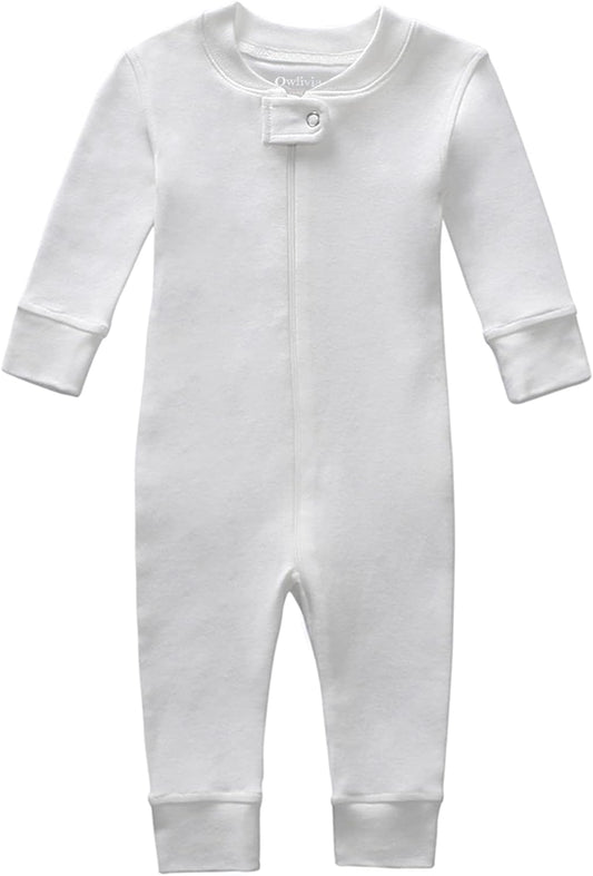 Organic Cotton Baby Boy Girl Zip up Sleep 'N Play Pjs, Footless, Long Sleeve