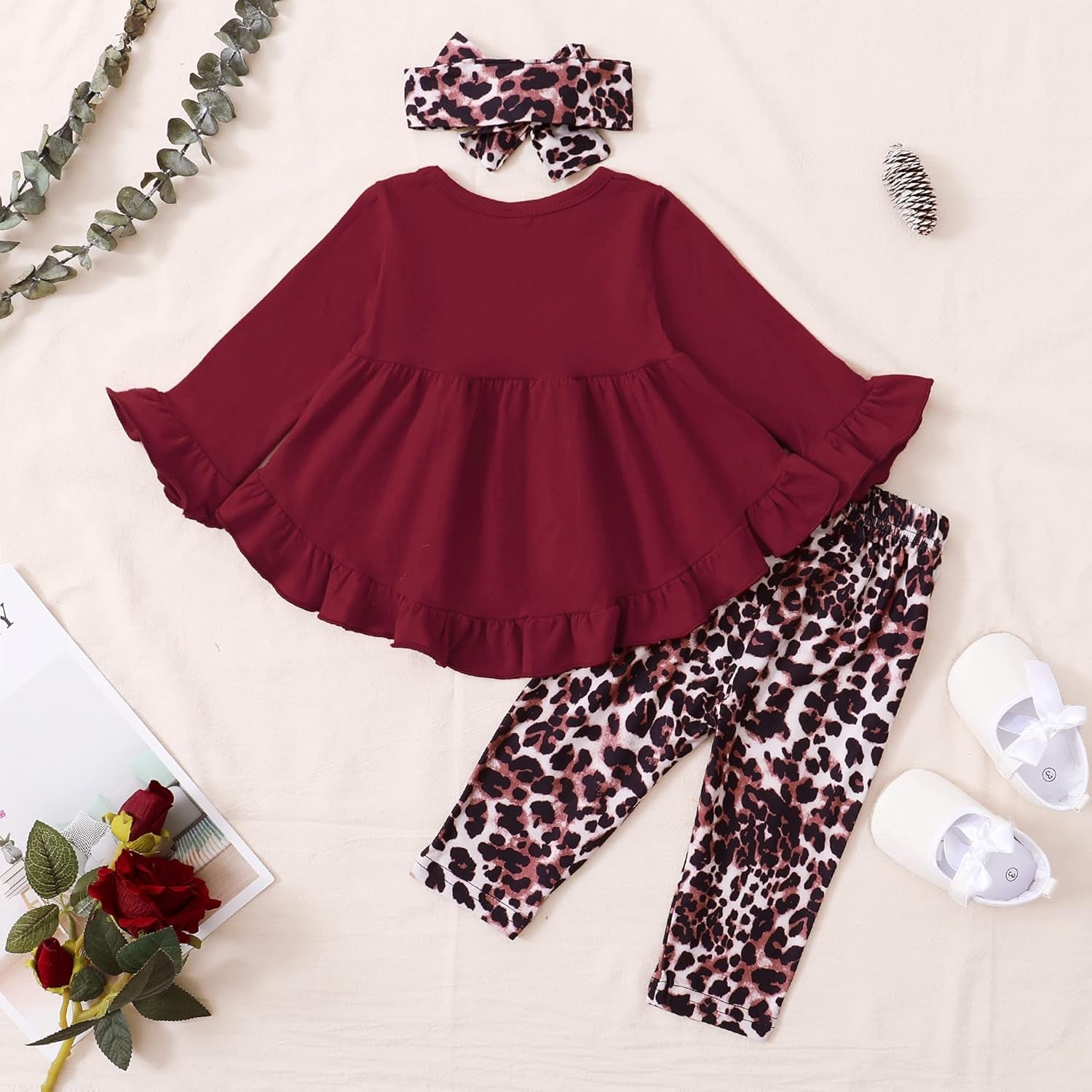 Baby Girl Clothes Toddler Girl Outfit Ruffle Sleeve Shirt Floral Pant Set Fall Winter Clothing for Girl