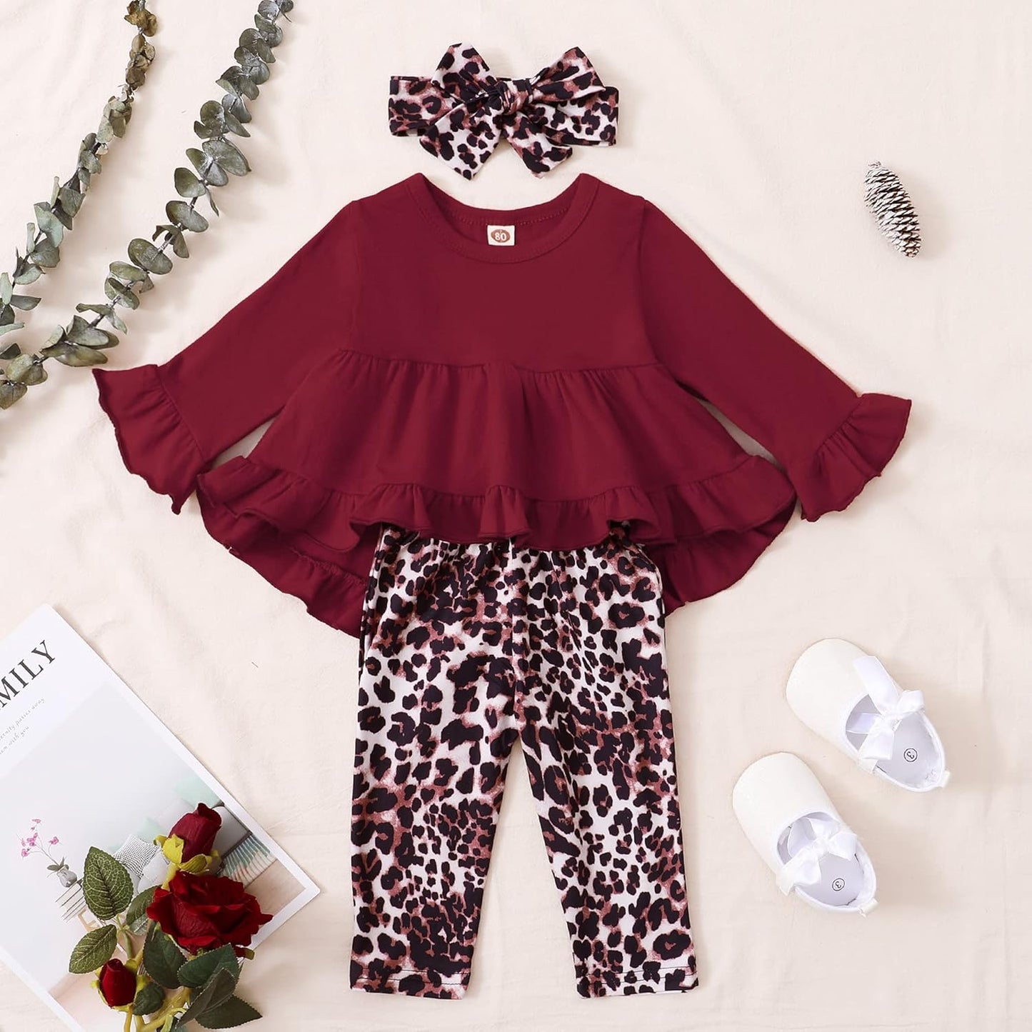 Baby Girl Clothes Toddler Girl Outfit Ruffle Sleeve Shirt Floral Pant Set Fall Winter Clothing for Girl
