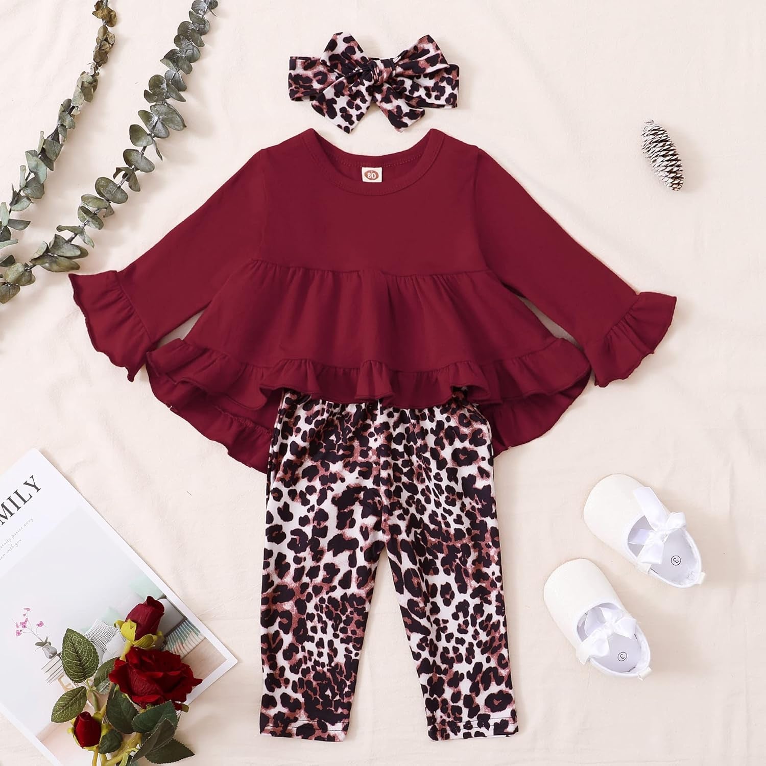 Baby Girl Clothes Toddler Girl Outfit Ruffle Sleeve Shirt Floral Pant Set Fall Winter Clothing for Girl