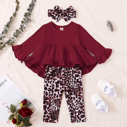 Baby Girl Clothes Toddler Girl Outfit Ruffle Sleeve Shirt Floral Pant Set Fall Winter Clothing for Girl