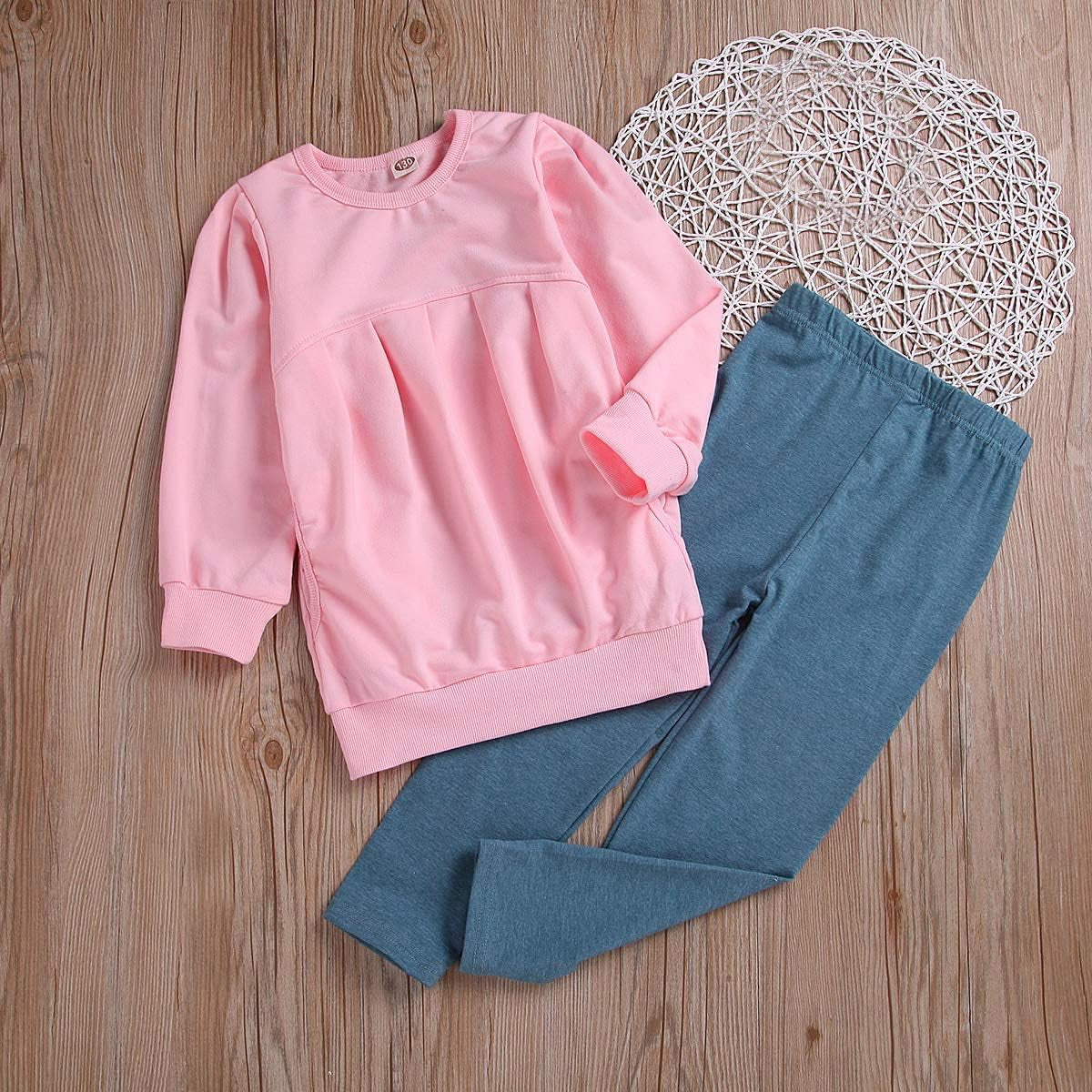 Toddler Girls Clothes Winter Warm Long Sleeve Tops Long Pants Suit Kids Soft Cotton 2Pcs Set