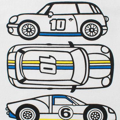 Cute Children Clothes Set for Toddler Boys' Short Sleeve Tees Cotton Casual Racing Car Graphic (Blue, 9-10 Years)